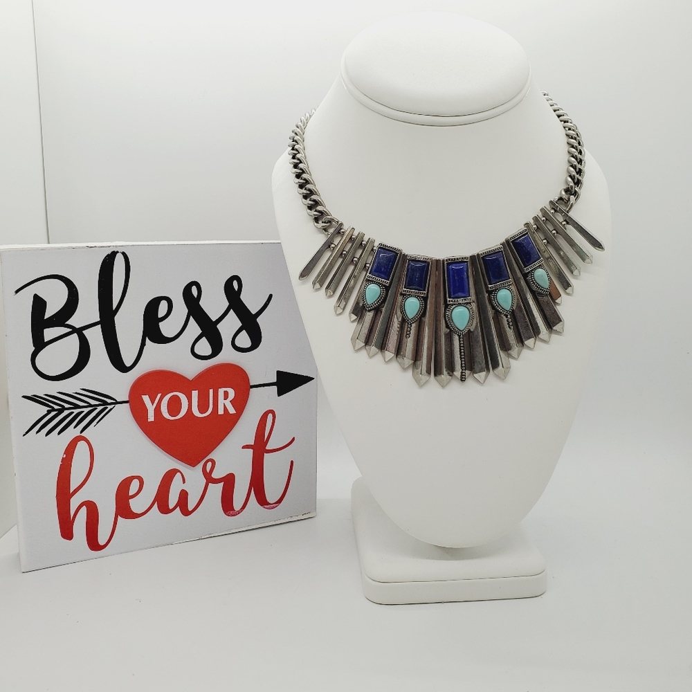 NEW WOMENS AZTEC NECKLACE SILVER SPRING SUMMER - Picture 4 of 14